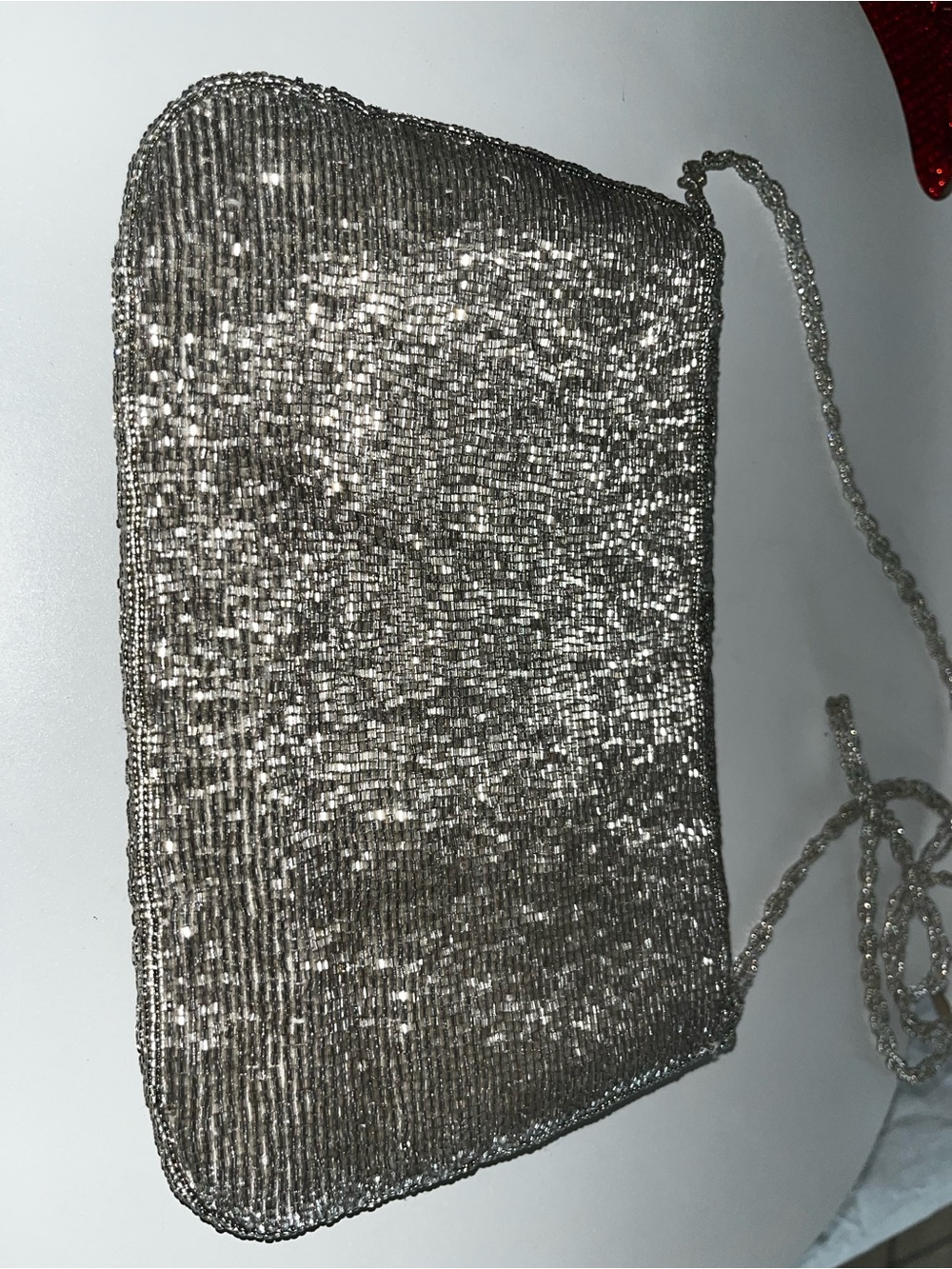 La Regale Vintage Beaded Evening Crossbody Bag in Silver - Picture 3 of 7
